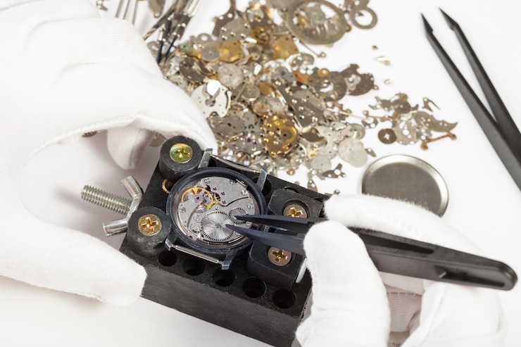 Geöffnete antike Taschenuhr mit sichtbarem Uhrwerk